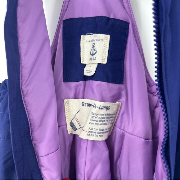 Lands End Winter Snow Ski Overalls Pants Grow a Longs Blue Purple Girls Small - Picture 3 of 9